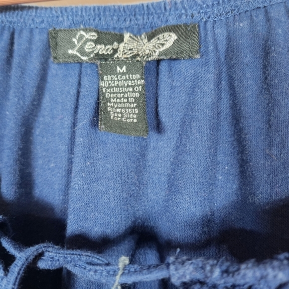 Women's Blue Lepa Peasant Style Short Sleeve Blouse - Picture 3 of 3